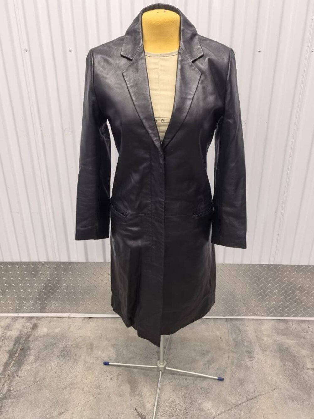 Vintage 90s G2000 Black Genuine Leather Trench Coat Longline Blazer Jacket